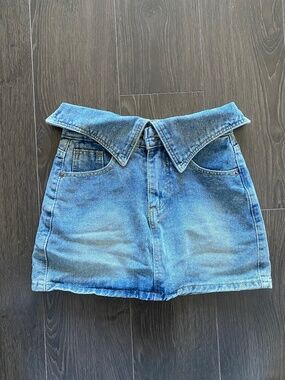 Blue Denim Skort Skirt Shorts Japanese Y2K Cool XS